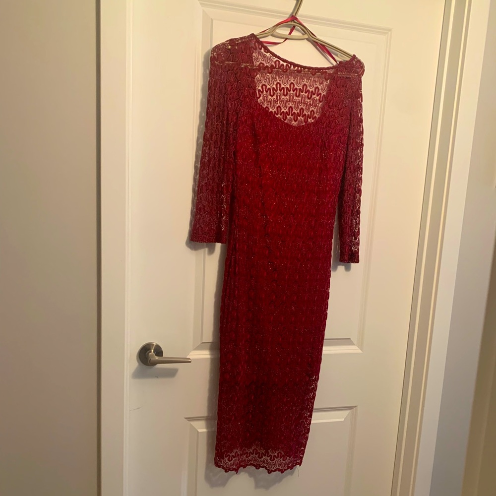 Wine colored dress w/ drop back - medium NWT